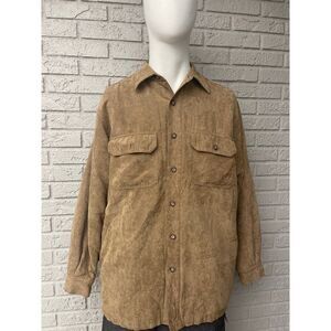 High Sierra Men Tan Faux Suede Long Sleeve Lined Shirt Size M